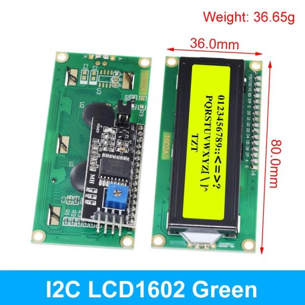 LCD1602 1602 LCD -Modul Blau / Gelbgrün -Bildschirm 16x2 Zeichen LCD Display PCF8574T PCF8574 IIC I2C -Schnittstelle 5V für Arduino