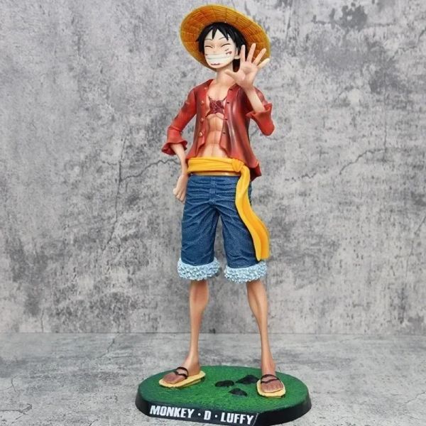 One Piece 42.5cm Straw Hat Maymun D. Luffy GK Büyük 1/4 Büyük Smiley Anime Figür Bebek Heykeli Model Süsleme Dekoratif Hediyeler Oyuncak