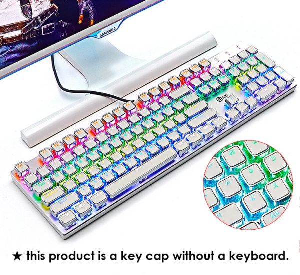 Zubehör mechanische Tastatur für Gamer -Gefüge runden elektroplattierte Metalltextur Punk Mechanische Tastaturkappe Transparente Schlüsselkappe 104 Taste