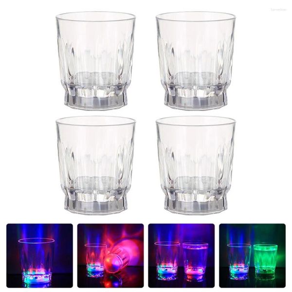 Tek kullanımlık fincan pipetler 4 adet parlayan cam LED S PARTY Plastik içecek bardaklar bar hafif plaj