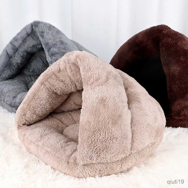 Camas de gato móveis de lã quente cama de gato gatinho mole kennel para cães pequenos gatos cachorros dormindo casas de tenda acessórios para animais de estimação acessórios