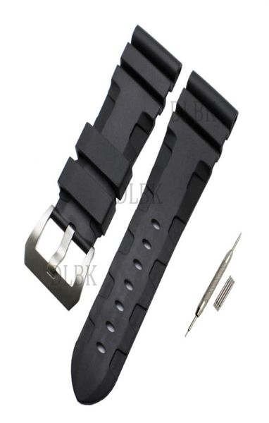 24 mm 26 mm Schnalle 22mm Männer sehen Band Black Diving Silicon Gummi -Gurt Sport Armband Edelstahlstift Schnalle für Panerai LU235159945