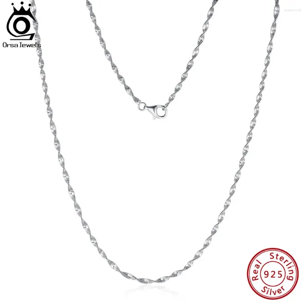 Correntes Orsa Jewels italiano Coloque de corrente de onda de duas camadas italianas para mulheres 925 Jóias de pescoço de prata esterlina SC75