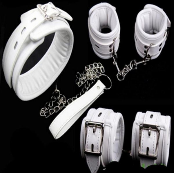 BDSM Fetish Leather Sponge Dog Collar Slave Hand Pulseira Tornozelo Restrições de Bondage Belt Beltable em jogos para adultos para casais2013365