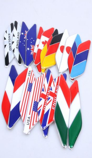 2pcspair 3d aluminumepoxy austrália Alemanha França Canadá EUA Japão Itália Inglaterra Fandana Fender Side emblema Decal