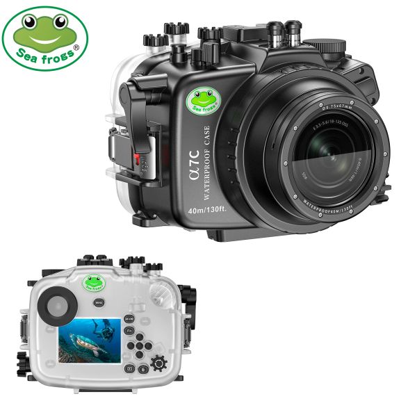 Konnektörler Seafrogs Sualtı Dalış Konut Kılıfı Sony A7C Action Foma Fotoğraf Aksesuarları Su Geçirmez Kamera Kamera Kauçuk Kapak Kutusu