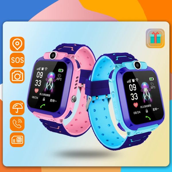 Uhren Kinder Smart Watch 2023 New SOS Smartwatch für Kinder Sim Card lbs Standort Foto wasserdichtes Geschenk für Jungen und Mädchen iOS Android