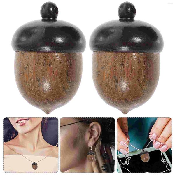 Dekorative Blumen 2pcs Weihnachten Eichel und Kiefernkegel Charme Holznüsse Anhänger Perle für DIY -Schmuck Erstellen Erkenntnisse