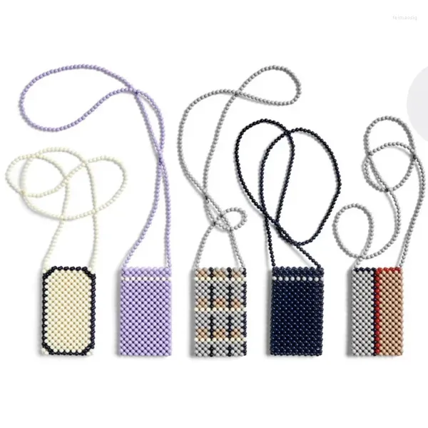 Bolsas de ombro moda personalizada telefone celular simples saco feminina feminina colorida listra damas crossbodybody misça de miçangas de miçangas