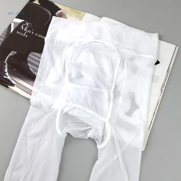 Pantaloni da uomo Pantaloni calze da uomo elastiche alte calze da uomo aperta biancheria bianche da bianche