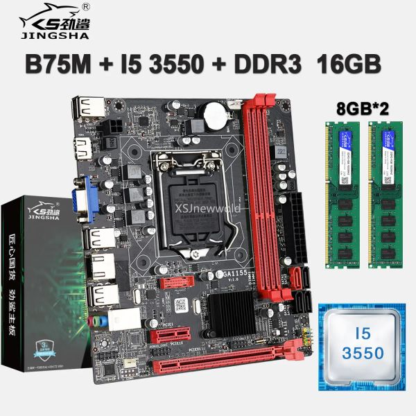 Материнские платы B75M Материнская плата на рабочем столе LGA 1155 SET с I53550 CPU и 16GBKIT = 2 x 8GB DDR3 1600 МГц память USB SATA 2.0 3.0 ПК ПК