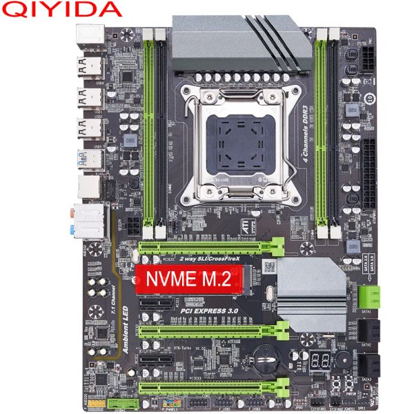 Placas -mãe qiyida x79 placa -mãe turbo lga2011 ATX USB3.0 SATA3 PCIE NVME M.2 SSD Suporte REG ECC Memory e Xeon E5 Processador