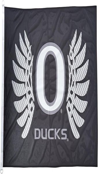 Oregon Ducks Wings Flag preto 3x5ft 150x90cm Impressão 100d Polyester Indoor Outdoor Decoration Bandeira com ilhós de bronze shipp202k1960033