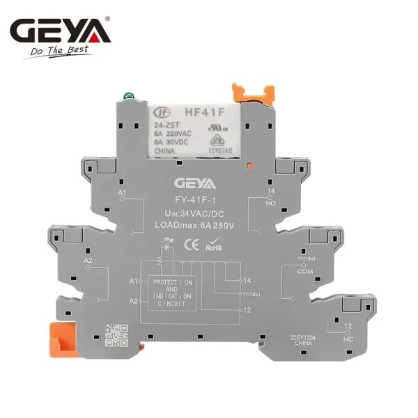 Vendita 20pcs Geya 6A 1co Slim Relay Monte sul modulo di relè della presa a vite 24VDC 6,2 mm Relè Hongfa HF-41F-1/3