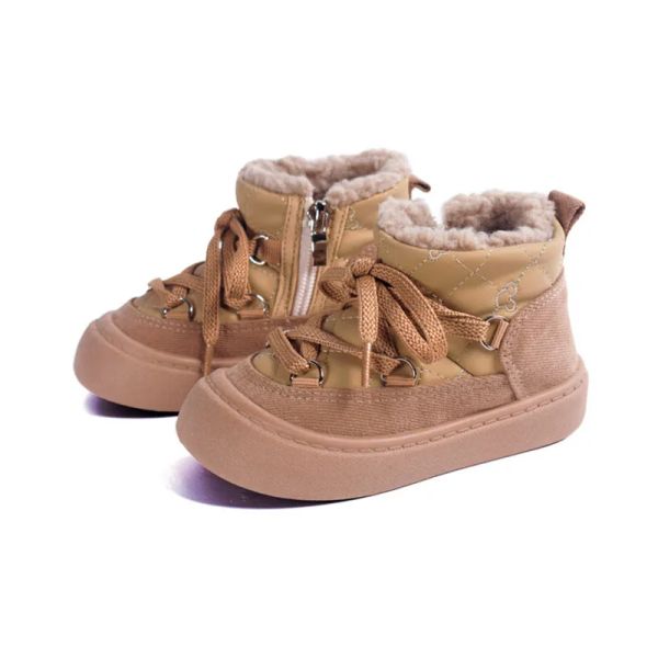 Botas 2022 Novo Inverno Infantil Botas de Neve Couro quente Prawhler Sapatos para meninos Zip Lado Moda de moda de moda Little Girls Boots