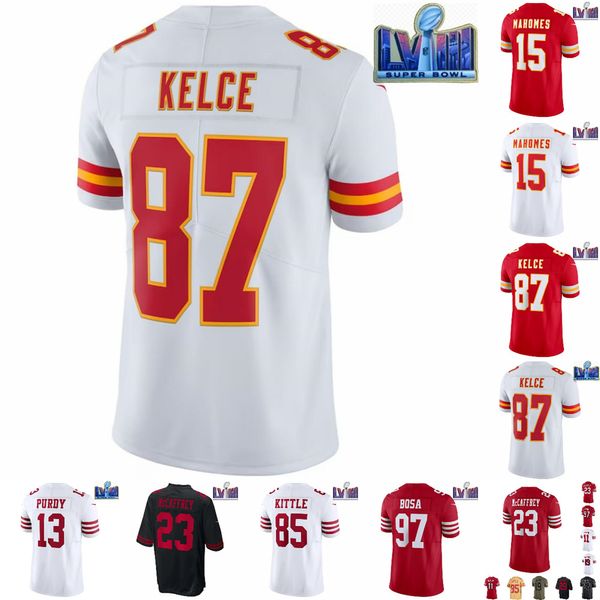 Masculino para crianças jovens cristãos Brock Patrick Purdy George Nick Travis McCaffrey Fred Mahomes Kelce Bosa Kittle Warner Gamejerseys Devon Futebol Jerseys 4xl