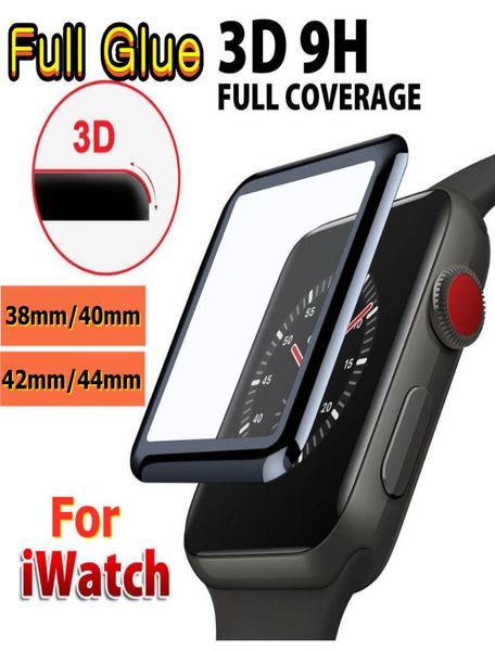 3D Full Leim temperierter Glasschilddrüter für Apple Watch 456 Full Deckblase 40 mm 42 mm 38 mm 44 mm Film für iWatch seri8886319