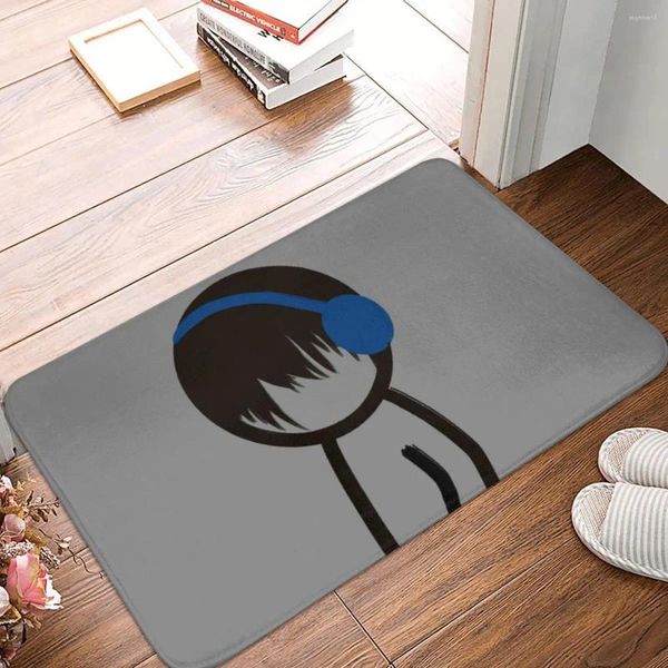 Teppiche Emo Boy Kopfhörer Fußmatten Teppich Teppich Matte Fußpad Bad Anti-Rutsch-Eingang Küchen Schlafzimmer Langlebiger Waschkartoon