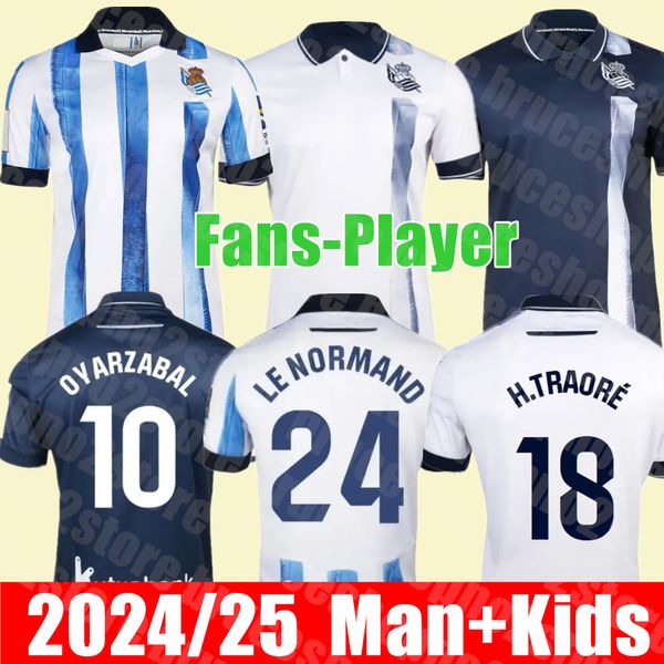 Nuova 2024 2025 Home Away Away Real socer Soccer Maglie Cho prendi kubo oyarzabal sadiq Andre Silva Zubimendi Brais Mendez Merino Le Normand Shirt da calcio per bambini