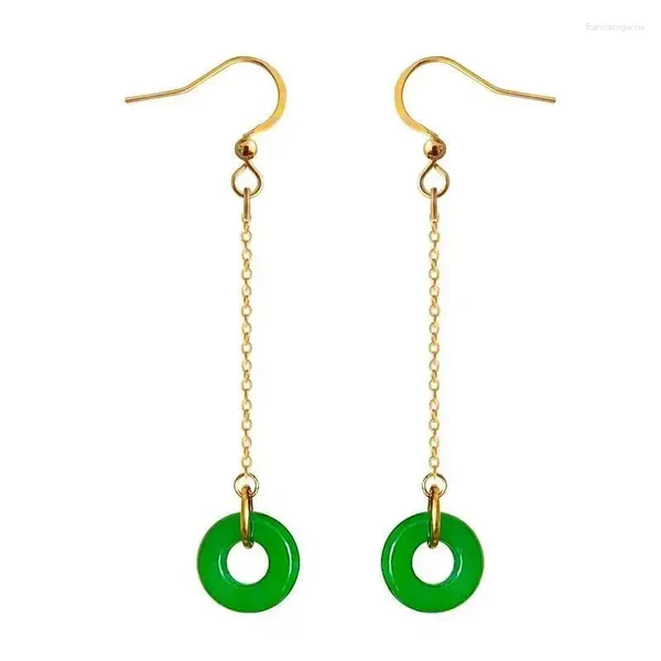 Brincos de bronzeamento de esmeralda verde natural ping um fivela charme jóias acessórios de moda esculpida mulher sorte amuleto de amuleto presente