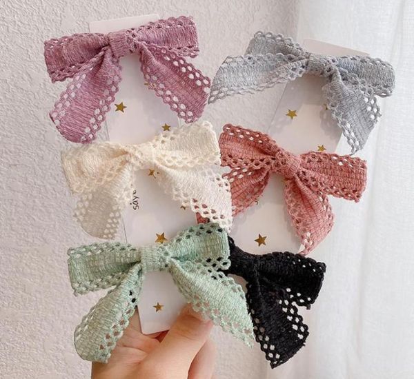 Girls Hair Clip Holllow Lace Bow Hairpin Ponytail Top Hairclip Bows Acessórios para cabelos de cabeceira 7 Colors4301575