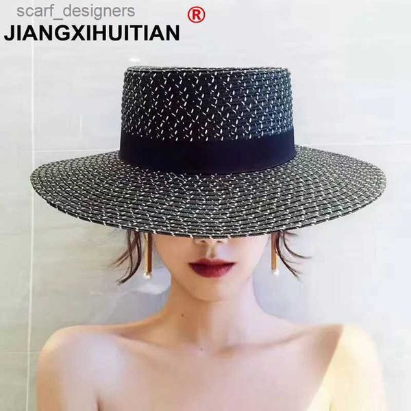 Шляпа шляпы широких краев ковша шляпы 2017 Летняя мода Hepburn Wind Black White Bownot Summ Sun Stare Beautiful Women Strail Beach Hat Hep Brimmed Hat Y240409