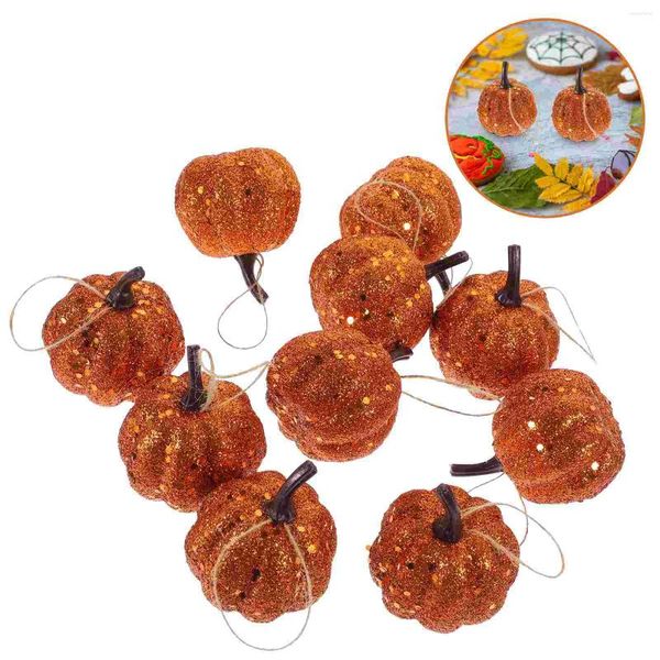 Flores decorativas 10 PCs espuma de abóbora abóboras artificiais Prop Halloween Decorações de Halloween Pó de ouro Adereços de ornamentos em pó de ouro