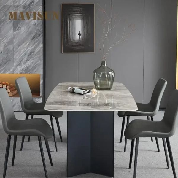 Mesa de jantar leve de lajes de luxo de luxo 10 pessoas italiana mesa de cozinha de mármore personalizada 1.6m para apartamento grande em alta qualidade