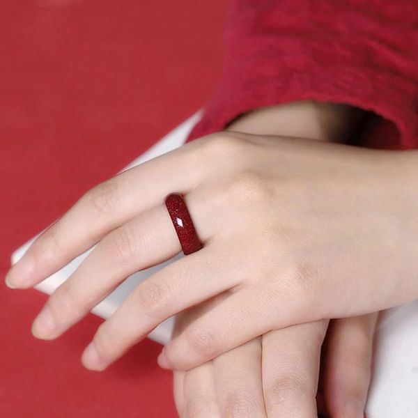 Natural Mineral Zimt Ring weiblich feiner roter einfacher Ring Super Selbstdisziplin Original Steinring Männlicher Schmuck