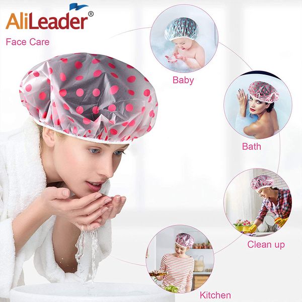 1pcs Neue wasserdichte Mütze verdickte Duschkappe wiederverwendbare Farbe Elastischer Turban Haarpflege Badekappe für Womenkid Hair Accessoires