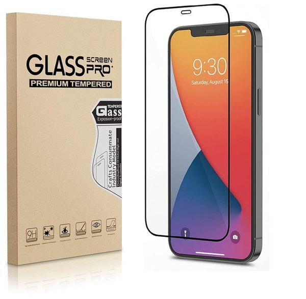 Black Edge Full Cover 9H Screen Protector Temered Glass Fim Guard für iPhone 14 plus X XS XR 11 12 13 Mini Pro Max Samsung Android7026204