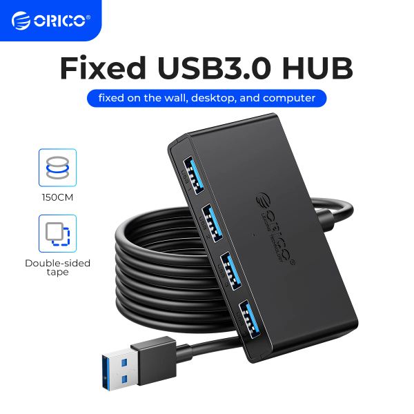 Hubs Orico 4 Ports USB 3.0 Hub mit Micro Netzteil Port Multi USB 3.0 Splitter -Adapter für Desktop PC MacBook Pro Mobile HDD SSD