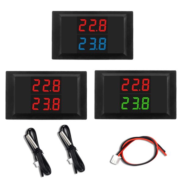 CC 12V 24V LED Display Termômetro digital Testador de temperatura Testador dual ntc sonda de metal à prova d'água 4v-28v para carro