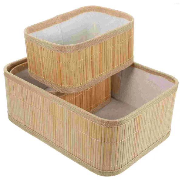 Bottiglie di stoccaggio da 3 pezzi Basket Bamboo Multipurpose Organizer Box Sundries Case Abbigliamento