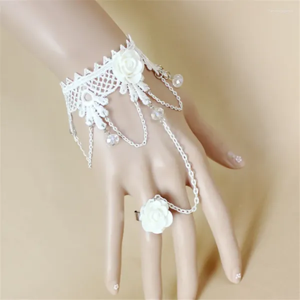 Armreifen handgefertigtes Vintage White Lace Armband für Frauen Accessoires Gothic Handgelenk Schmuck Lady Party Halloween