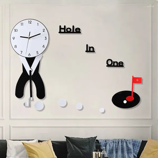 Настенные часы уникальные акриловые DIY -гольф -часы Большой 3D -немой висят для офисной домашней гостиной художественные украшения