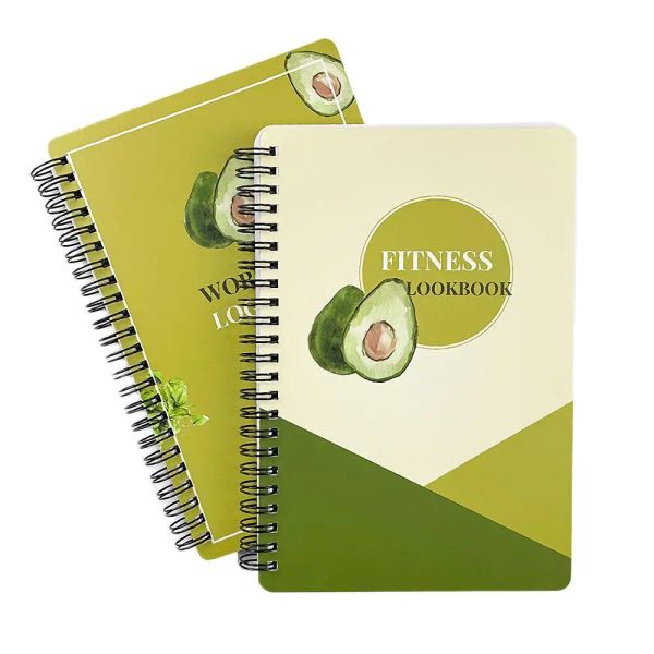 Notebooks Bobina Livro de Loges de Exercício de Ligação com Design de Abacate Durável Cover Diário Fitness Journal 142 Páginas Notebook Gravando seus exercícios