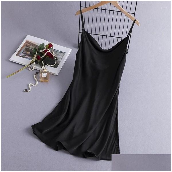 MUITO DOMENHO DO SLUGENTE y Nightdress Vestido de verão Summer Chemise Nightgown Lingerie Women Women Silky Setin Home Wear Dress Loungewear Drop Dhdpq