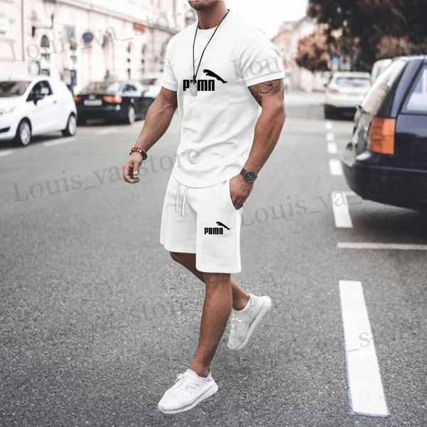 Herren-Tracksuits Herren Kurzer Slve Shorts Set 2024 neues grenzüberschreitendes Haar 3D bedrucktes T-Shirt Atmungsaktives Short Slve T240409