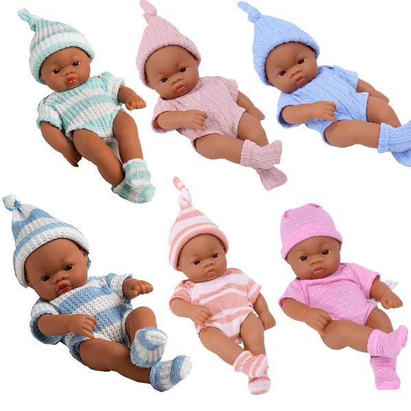 20cm 7 polegadas Mini Reborn Dolls Dolls Vinil Brown Corpo inteiro Doll boneca de bebê