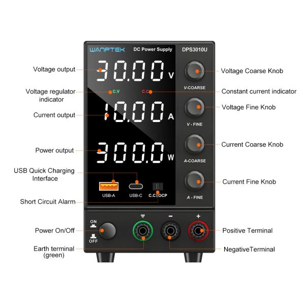 WANPTEK 30V 10A DC DC DIGIT AJUSTÁVEL DIPITAÇÃO LABEONEAGEM LABORATÓRIA SUMPREDORES DE TENSÃO REGULADOR DE VENSÃO 60V 5A 120V 3A REPARO