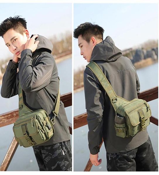 Outdoor -Taschen USB -Ladung Taktischer Crossbody -Rucksack Wanderarmee Militärumhängende MEN039S NYLON FISHING Taille Brust XA7628866450