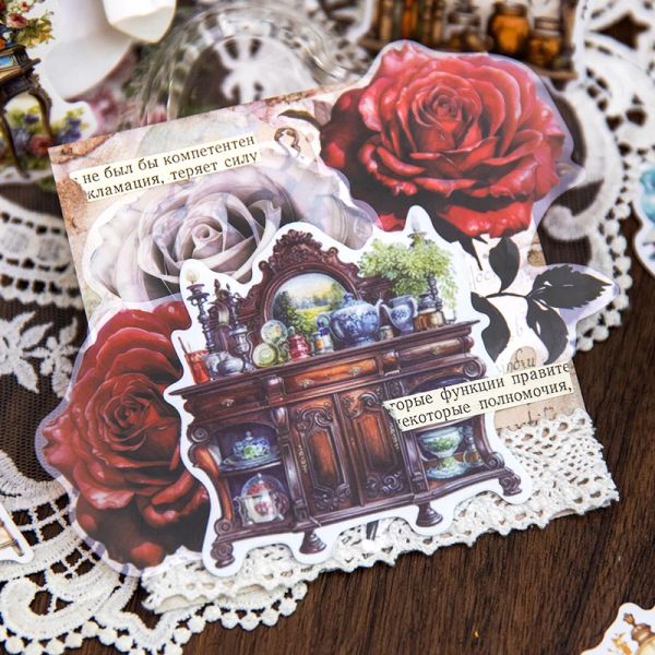 Yoofun 30pcs/Lot Vintage Wall Blose Stickers с цветами ретро -антикварные лейблы для альбома журнала журнала ScrapBooking Diy