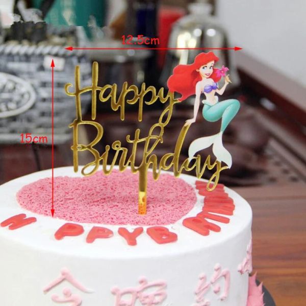 Gold Einhorn Flamingo Acrylkuchen Topper Alles Gute zum Geburtstag Cupcake Topper für Babyparty Meerjungfrau Einhorn Party Kuchendekorationen
