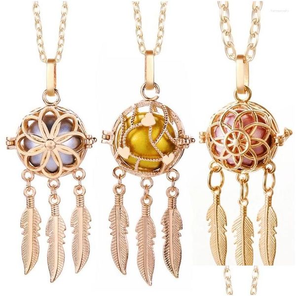 Collane a sospensione Messico Chime Blowing Ballowing Caller Locket collana Diffusore Olio essenziale Bola donna Nappina Gioielli Feather Del Del Dhvus