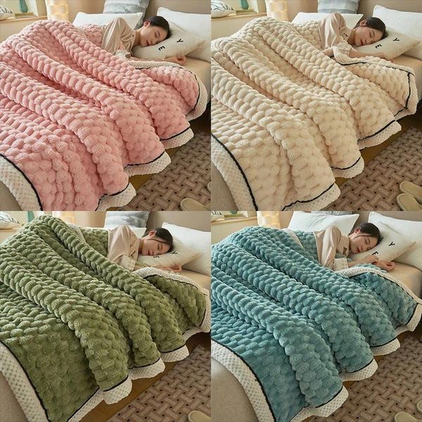 Decken Velvet Herbst Winter warme schlafende Decke weich bequeme Flanell Fleece für Bett gemütlich Feste Farbe Wärme