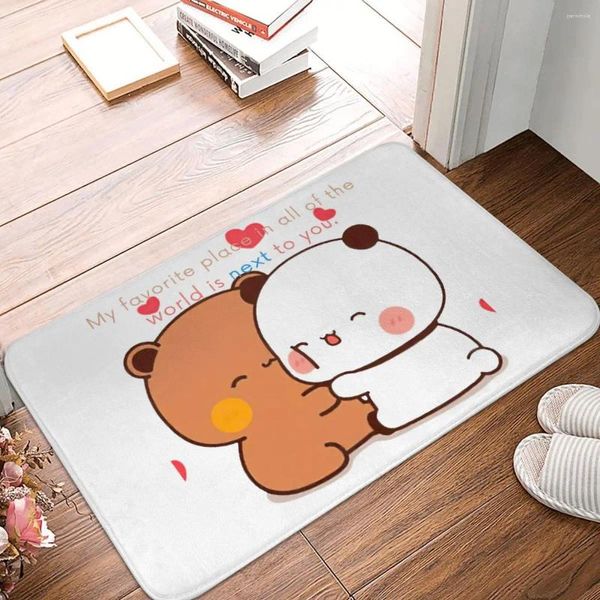 Tapetes de banho bubu e dudu tape coração urso de banheiro impermeável para decoração de casa de chuveiro banheiro diy não deslizante DIY