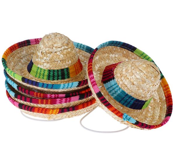 Mini cães de animais de estimação chapéu de palha sombrero gato sol chapéu de chapéu de praia chapéus de palha cães havaí chapéu para cães engraçados acc68999962