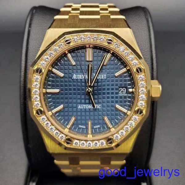 Popular AP Wrist Watch Royal Oak Series 15451Ba Original Diamond Blue Dial Mens e Mulher Unissex Fashion Leisure Business Sports Machinery Watch