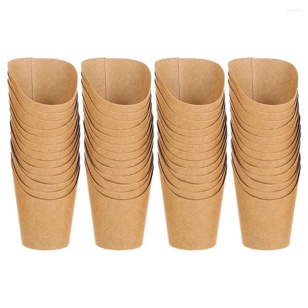 Canecas 50 PCs Utensílios de xícara de sorvete Kraft Disputable Kraft Snacks Fries Frenchs Titulares Mini recipientes diariamente Use talheres